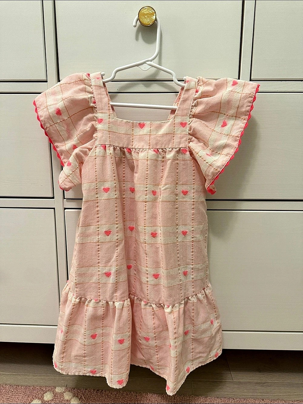 Zara Check and Heart Print Dress Pink Checkered Size 4T